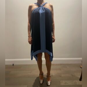 BCBGMaxAzria Navy Dress with Light Blue Trim